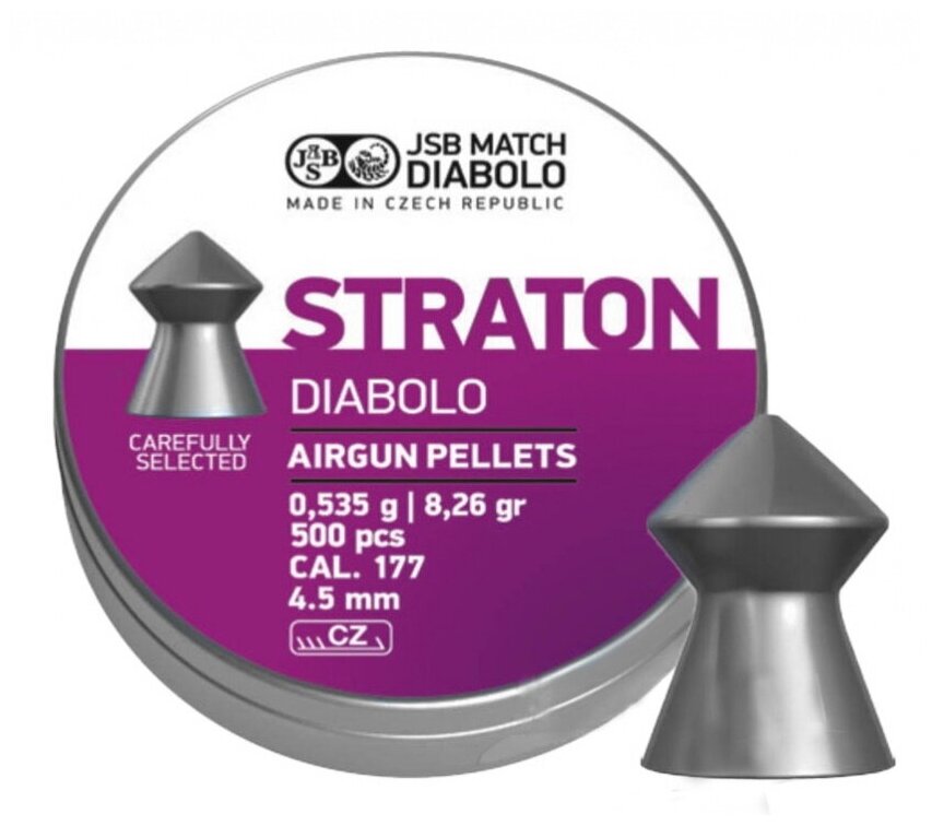 Пули JSB Straton Diabolo 4,5 мм, 0,535 грамм, 500 штук