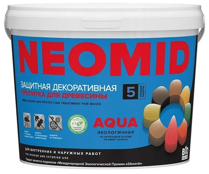 Neomid декоративная пропитка для древесины BIO COLOR AQUA, венге 0,9л - фотография № 8