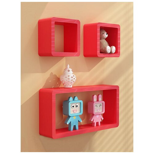 Полки настенные красные DECORATICO 3 шт./ полки навесные/ полки цветные.