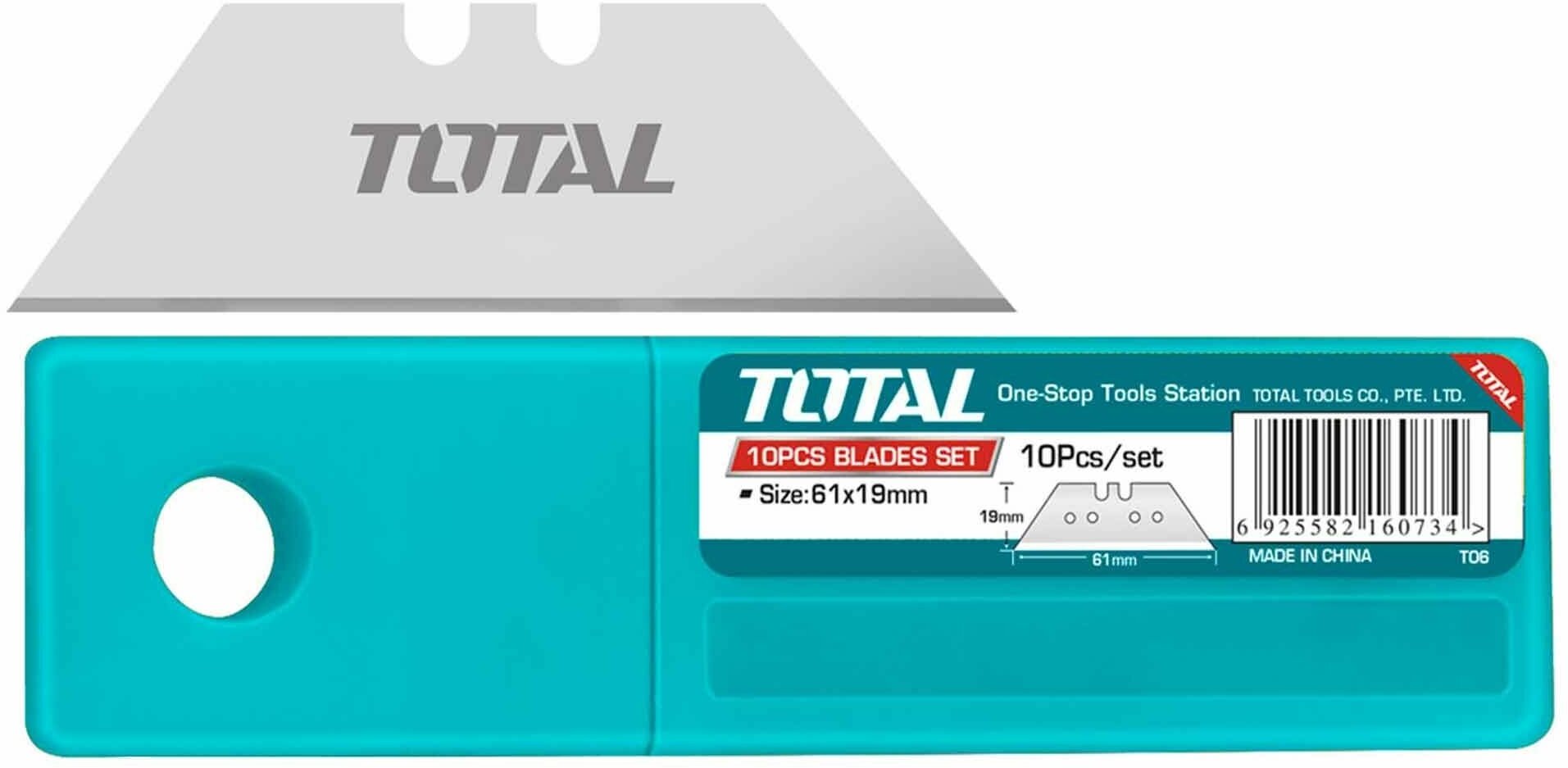 Лезвия (трапеция) для универсального ножа 61X19mm 10шт TOTAL