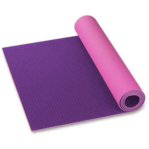 фото Коврик для йоги и фитнеса indigo pvc двусторонний in258 розово-фиолетовый 173*61*0,6 см