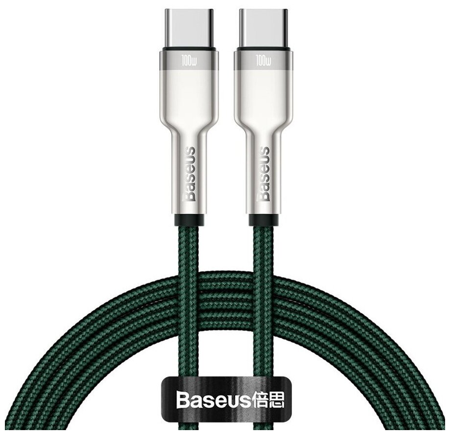 Кабель Baseus Cafule Series Metal Data Cable Type-C to Type-C 100W 1m Green (CATJK-C06)