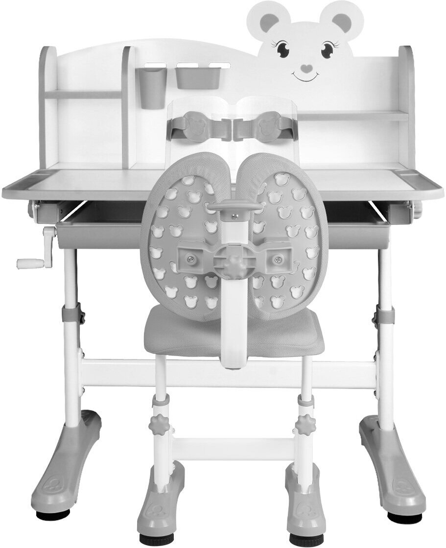 Комплект Anatomica Umka XL парта + стул + надстройка + выдвижной ящик + подставка для книг, серый - фотография № 4