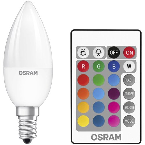 Лампа светодиодная OSRAM LED STAR+ RGBW c DIM пультом, E14, C35, 4.5Вт, 2700 К
