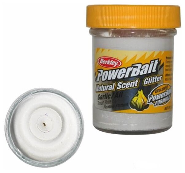 Паста форелевая Berkley PowerBait Natural Scent Glitter Trout Bait 50g белый чеснок