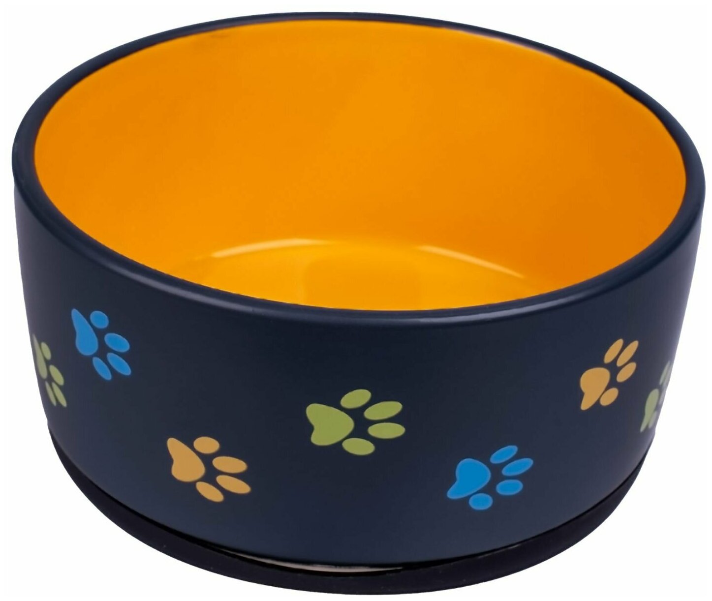Mr.Kranch миска керамическая для собак, 1000 мл, черная с оранжевым - фотография № 1