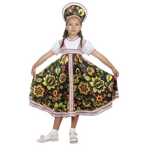 фото Костюм хохлома в кокошнике детский сималенд 30 (110-116 см) (платье, кокошник) сима-ленд