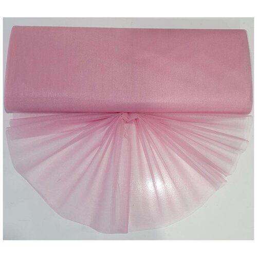 Фатин средней жесткости розовый Krystal, блестящий фатин для рукоделия 3 метра