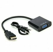 Переходник адаптер HDMI VGA с передачей звука для мониторов, ноутбуков, компьютеров, PC, телевизоров, PS3, PS4, приставок черный