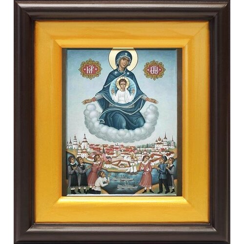 Явление Пресвятой Богородицы в Архангельске, икона в широком киоте 16,5*18,5 см