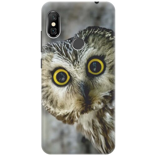 фото Re:paчехол - накладка artcolor для xiaomi redmi note 6 pro с принтом "удивленная сова"
