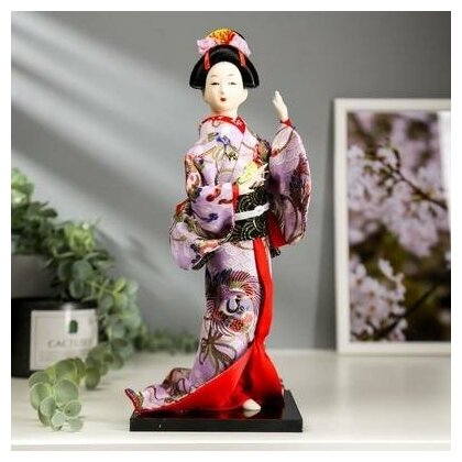 Кукла коллекционная "Японка в цветочном кимоно с бабочкой на руке" 30х12,5х12,5 см 4147023 .