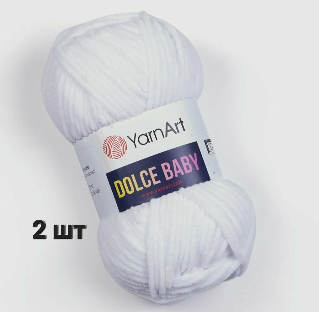 Пряжа YarnArt Dolce baby Белый (741) 2 мотка 50 г/85 м (100% микрополиэстер) ярнарт дольче беби