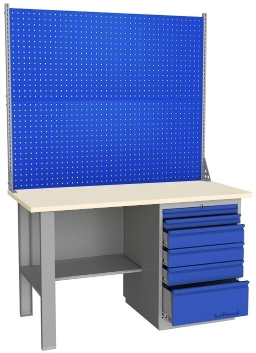 Стол производственный, верстак GRAND (v.2) 1500 Д6 Э2 (фанера) универсальный в гараж, в мастерскую