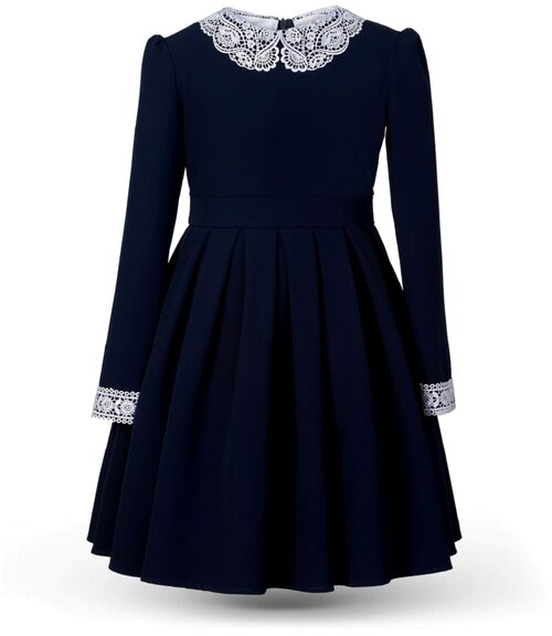 Школьное платье Alisia Fiori, однотонное, размер 116-122, синий, белый