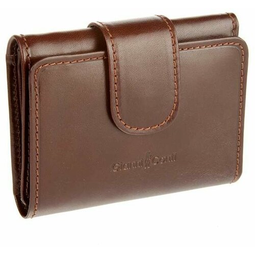 фото Кошелек gianni conti, натуральная кожа, гладкая фактура, с хлястиком на кнопке, 2 отделения для банкнот, отделения для карт и монет, коричневый