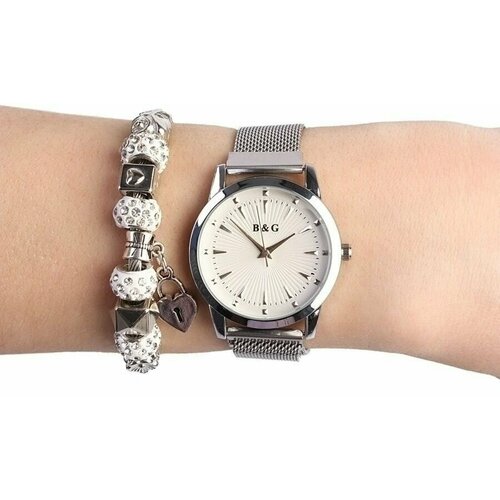 Часы наручные женские Good time, кварцевые, металлический браслет из нержавеющей стали, белый