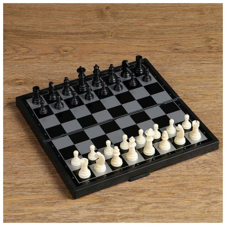 Настольная игра 3 в 1 "Зук": нарды, шахматы, шашки, магнитная доска 24.5 х 24.5 см 2590528