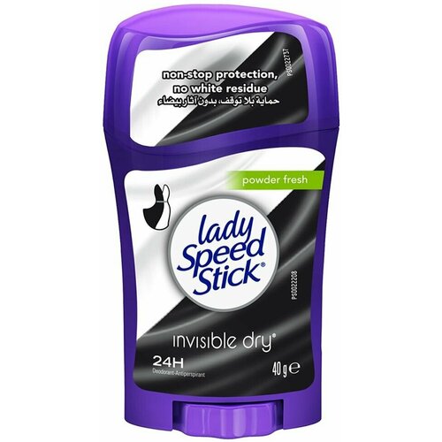 Lady Speed Stick Powder Fresh Невидимая Сухость 24/7 дезодорант-антиперспирант, леди стик женский, 40г