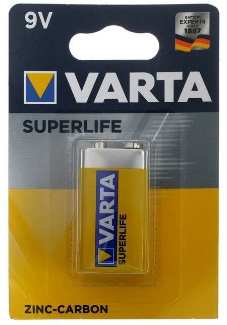 Varta Батарейка солевая Varta SuperLife, 6F22-1BL, 9В, крона, блистер, 1 шт.