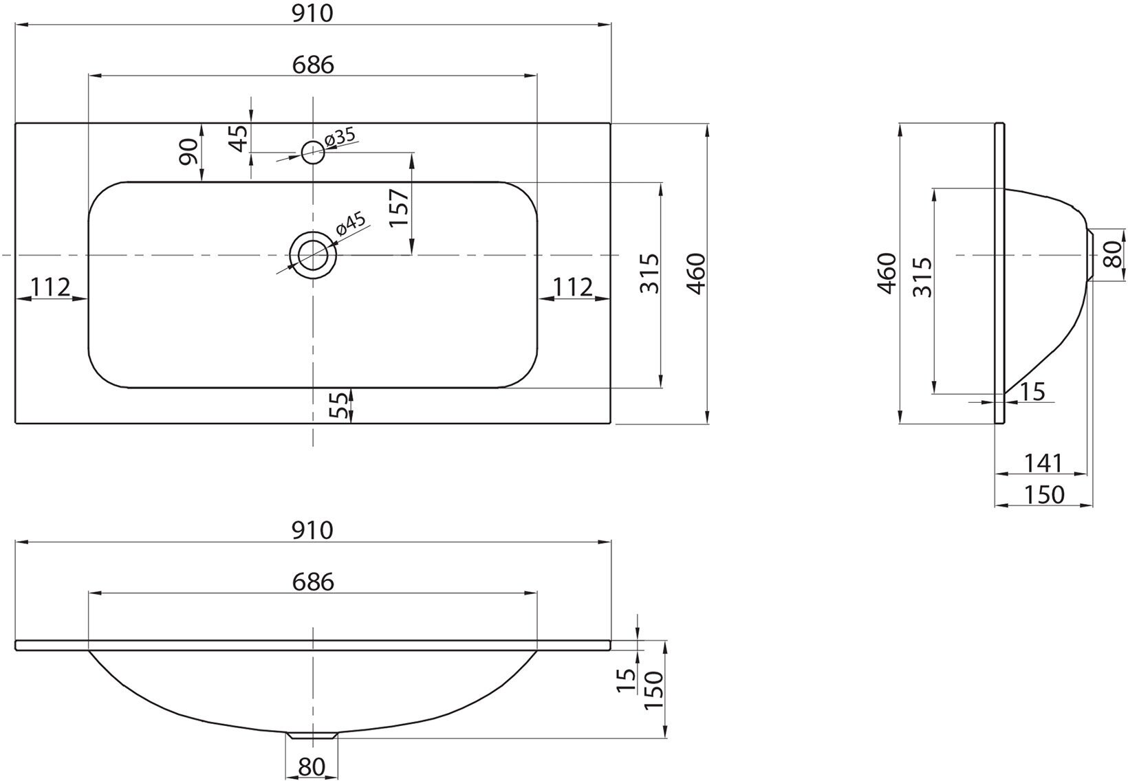 Стеклянная раковина BB910/465-LV-VTR-BO матовая - фотография № 5