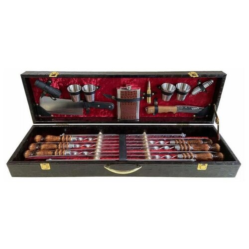 Подарочный набор шампуров в кейсе, набор для мангала и барбекю