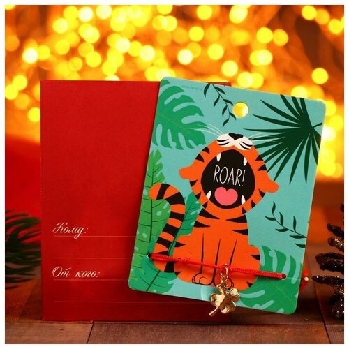 фото Queen fair браслет "новогодний" тигр тропики, цветок, цвет красный