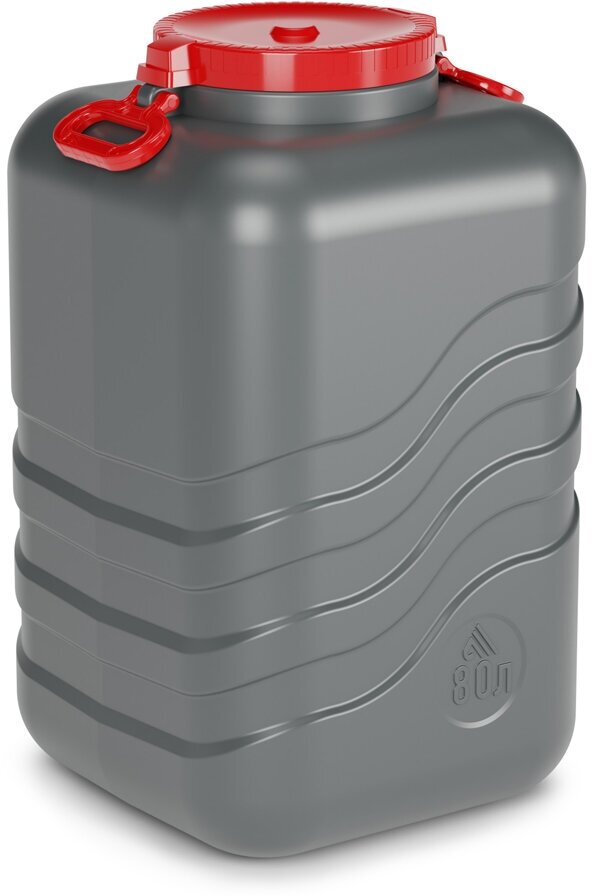 Канистра-бочка пластиковая Альтернатива Волна-эконом, с крышкой и навесными ручками, 80 л