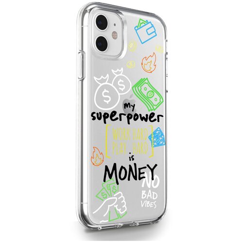 фото Прозрачный силиконовый чехол musthavecase для iphone 11 my superpower is money для айфон 11 противоударный