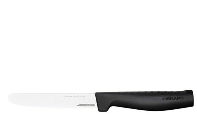 Нож кухонный Fiskars Hard Edge (1054947) стальной для томатов лезв.114мм серрейт. заточка черный - фото №5