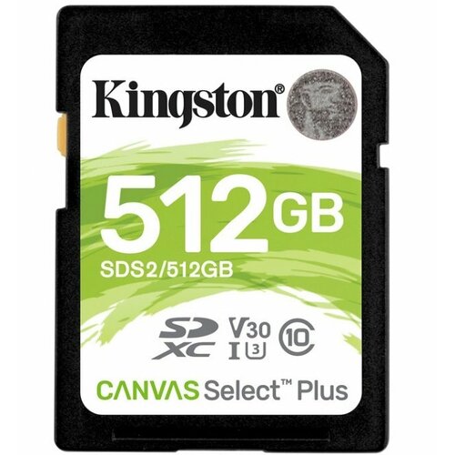 Карта памяти 512Gb Kingston Canvas Select Plus SDXC UHS-I U3 V30 (100/85 Mb/s) SDS2/512GB