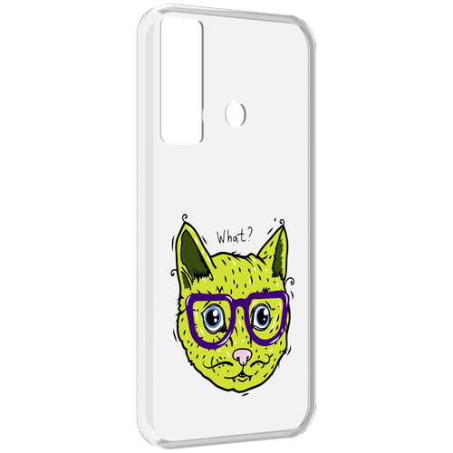 Чехол MyPads Зеленый кот для Tecno Camon 17 задняя-панель-накладка-бампер