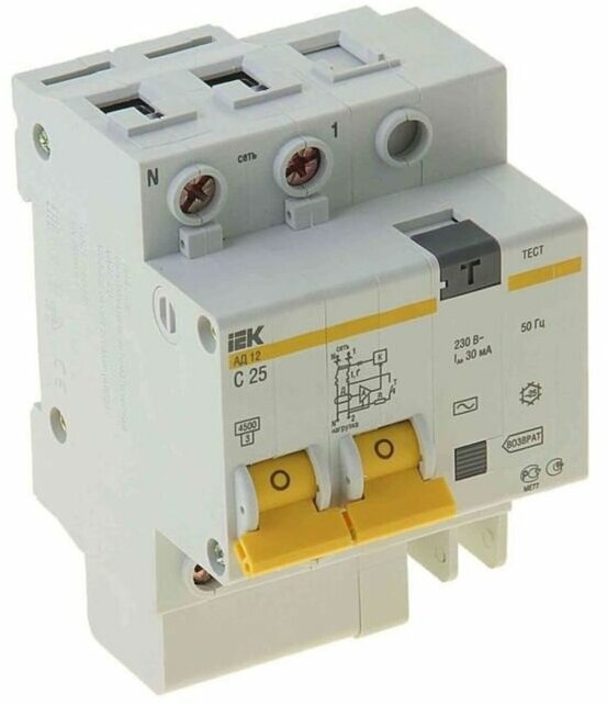 MAD10-2-016-C-030 Автоматический выключатель дифференциального тока двухполюсный 16A 30мА (тип АС) IEK - фото №14