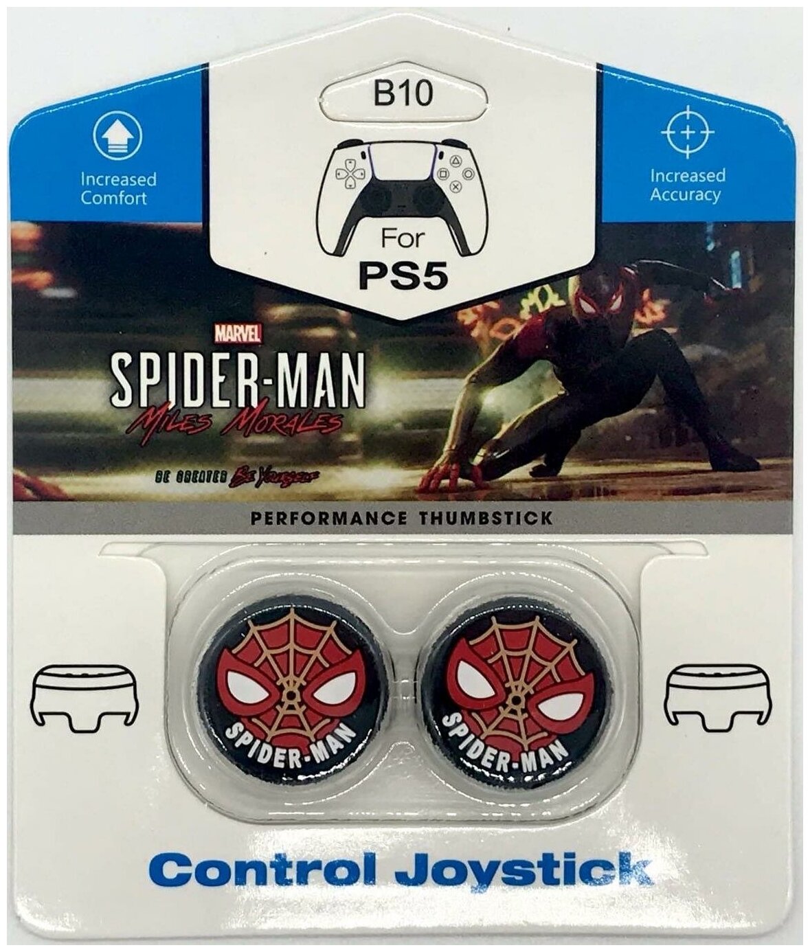 Накладки на стики для геймпада DualSense CQC Spider Man Black\B10 (2 шт) (PS5)