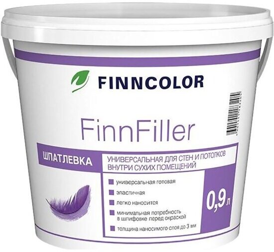 Tikkurila Шпатлевка финишная Finncolor FinnFiller, 0,9 л, белая