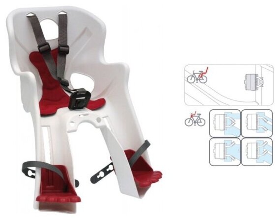 Переднее велокресло Bellelli 0-280258, Rabbit B-Fix на раму/вынос белое до 15кг