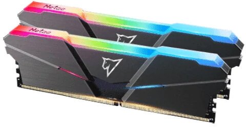 Оперативная память DDR4 Netac Shadow RGB 16GB (2x8GB) 3600MHz CL18 1.35V / NTSRD4P36DP-16E / Gray / with radiator