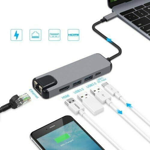 Док станция USB-C 5 в 1 аксессуар ks is type c f usb 3 0 m ks 295