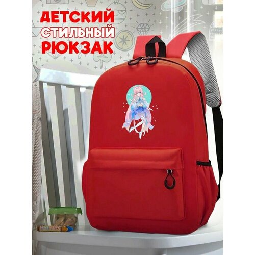 Школьный красный рюкзак с принтом Игра Genshin Impact - 117