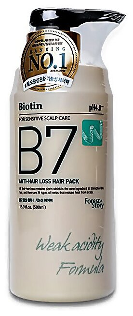 FOREST STORY Маска против выпадения волос с биотином. Anti-hair loss hair pack B7, 500 мл.