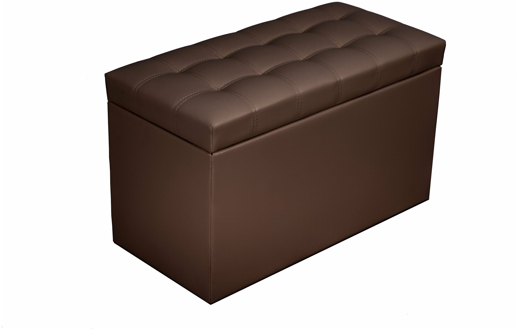 Пуфик Квадро 2, BONMEBEL, коричневый, 74х36х44, пуф с ящиком для хранения, экокожа, пуфик в прихожую, мебель