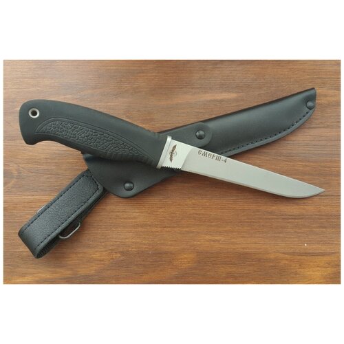 фото Нож смерш-4 (6мм) мелита-к, рукоять термоэластопласт (резина) рисунок пупырчатый, покрытие антиблик (туристический)