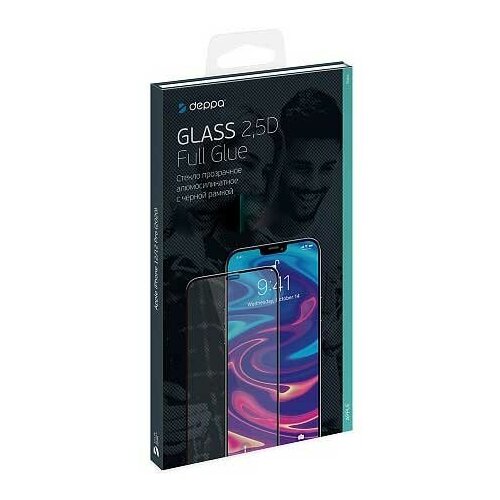 Защитное стекло 2,5D Full Glue для Xiaomi Redmi 9 (2020), 0.3 мм, черная рамка, Deppa 62691