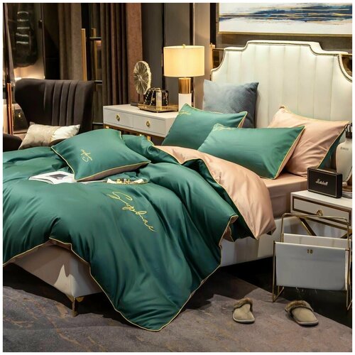 Постельное белье сатин-жатка однотонное Евро 4 наволочки