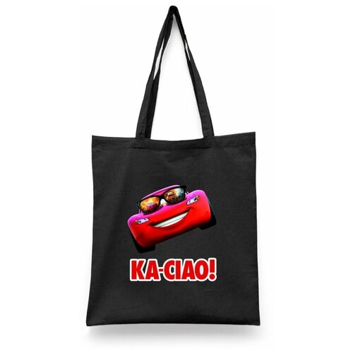 фото Сумка-шоппер унисекс каждому своё "тачки/cars/молния маккуин/мультфильм" черная