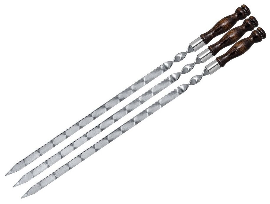Шампуры широкие 3 шт с деревянной ручкой 500х16х3 мм