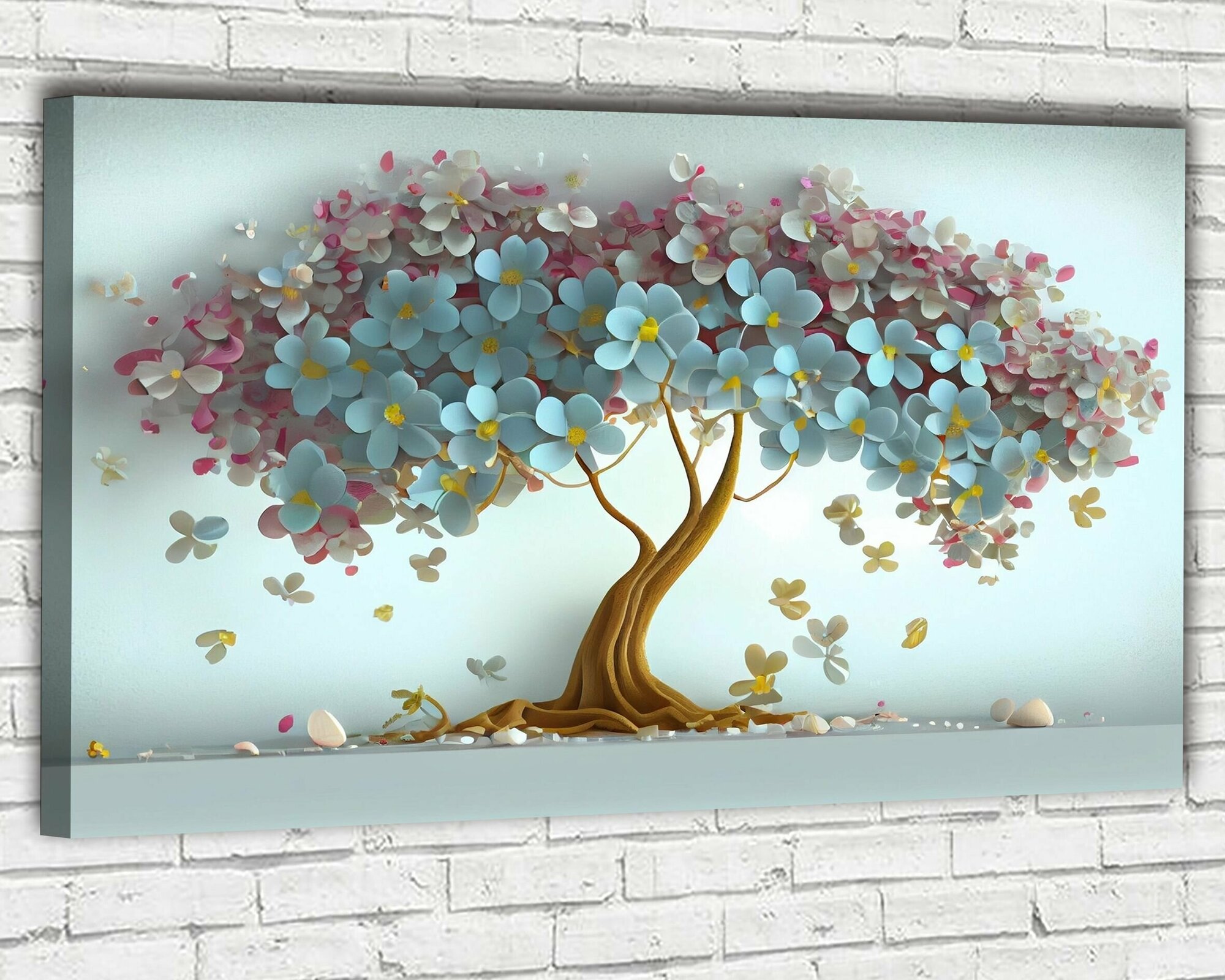 Картина интерьерная на стену ДоброДаров "Дерево на голубом" 60х100 см Ф0352