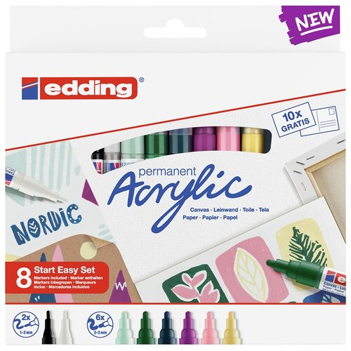 Edding Набор акриловых маркеров Small Nordic, E-SES8N, разноцветный, 8 шт. акриловые маркеры набор 12 цветов 2 цвета металлик