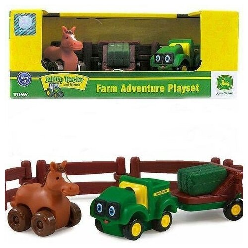 Игровой набор Tomy Приключения трактора Джонни на ферме игровой набор tomy farm приключения трактора джонни и коровы на ферме