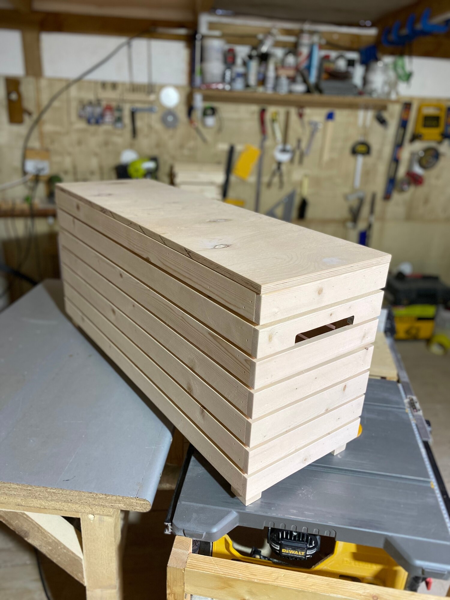 Ящик-скамья деревянный 930х300х450 мм - фотография № 2
